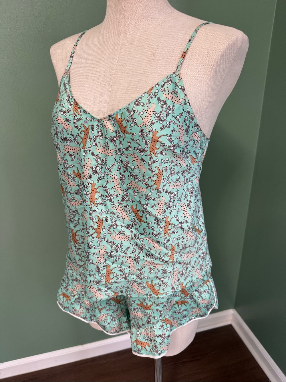 Victoria’s Secret Mint Floral Tiger Print Pajama Set